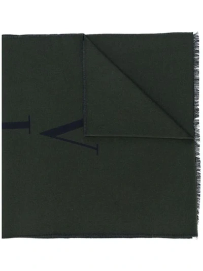 Shop Valentino Vltn Knitted Scarf - Green