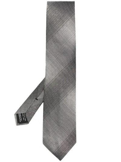 Shop Tom Ford Checked Woven Tie In Grey