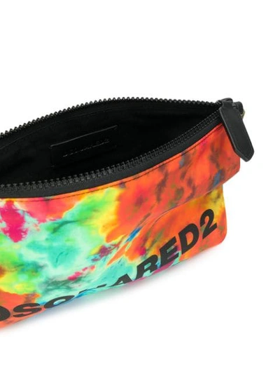 Shop Dsquared2 Tie-dye Zipped Pouch In Orange