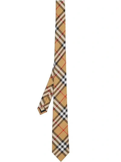 Shop Burberry Check Pattern Tie In Yellow