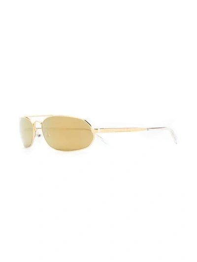 Shop Balenciaga Agent Oval-frame Sunglasses In Gold