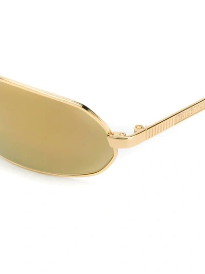 Shop Balenciaga Agent Oval-frame Sunglasses In Gold