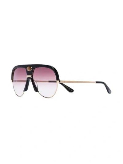 Shop Gucci Black And Pink Navigator Sunglasses