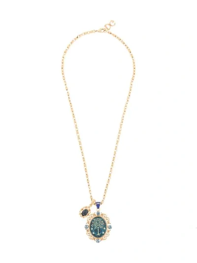 Shop Dolce & Gabbana Tree Charm Short Necklace In Gold