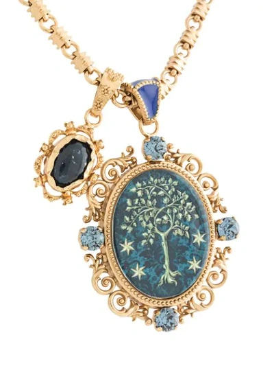 Shop Dolce & Gabbana Tree Charm Short Necklace In Gold