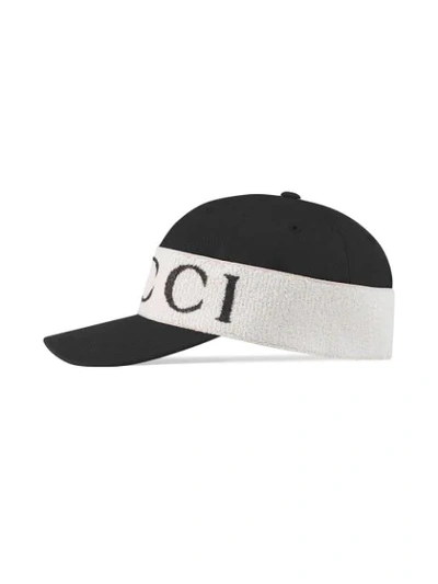 Shop Gucci Cap With Logo Headband - Black