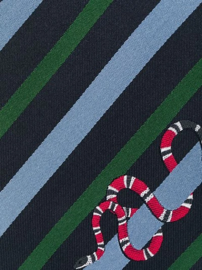 Shop Gucci Striped Kingsnake Tie In Blue