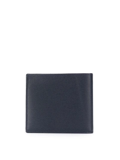 Shop Saint Laurent Logo Grainy Leather Wallet In Blue