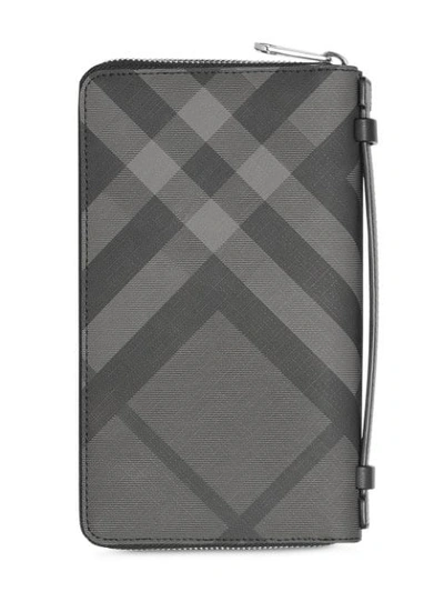 Shop Burberry London Check Travel Wallet In Grey