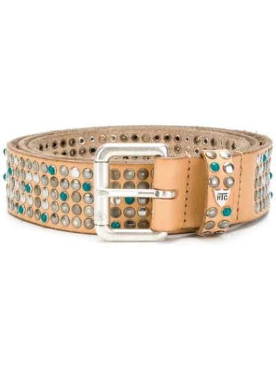 Shop Htc Los Angeles Studded Buckle Belt In Neutrals