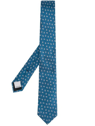 Shop Valentino Logo Embroidered Tie In Blue
