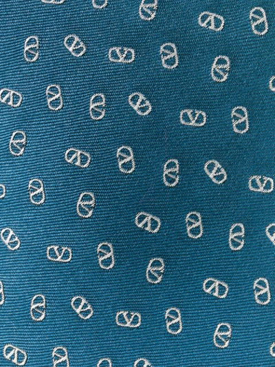 Shop Valentino Logo Embroidered Tie In Blue