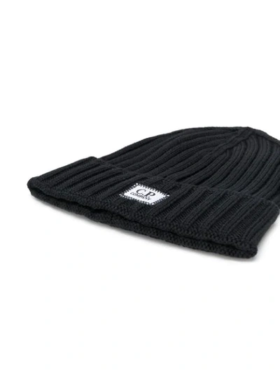 Shop C.p. Company Logo Patch Beanie Hat In 999 Black