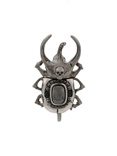 Shop Alexander Mcqueen Crystal Embellished Beetle Earrings In Silver