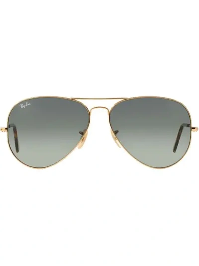 Shop Ray Ban Original Aviator Sunglasses In Metallic