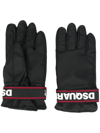Shop Dsquared2 Logo Strap Gloves In Black