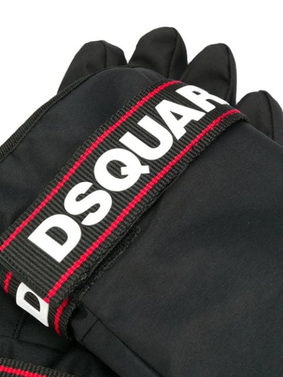 Shop Dsquared2 Logo Strap Gloves In Black