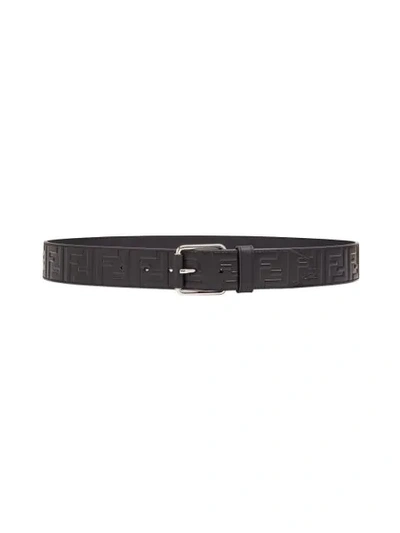 Shop Fendi Embossed Ff Logo Belt In Black