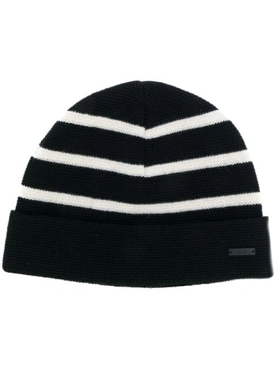 Shop Ami Alexandre Mattiussi Breton Stripes Beanie In Black