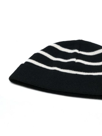 Shop Ami Alexandre Mattiussi Breton Stripes Beanie In Black