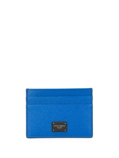 Shop Dolce & Gabbana Logo Plaque Cardholder In Blue