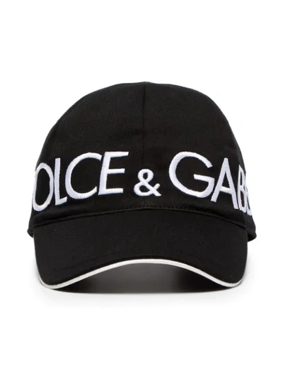 DOLCE & GABBANA BLACK LARGE LOGO CAP - 黑色