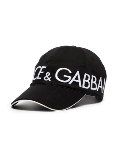 DOLCE & GABBANA BLACK LARGE LOGO CAP - 黑色