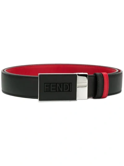 Shop Fendi Logo Buckle Belt In Black
