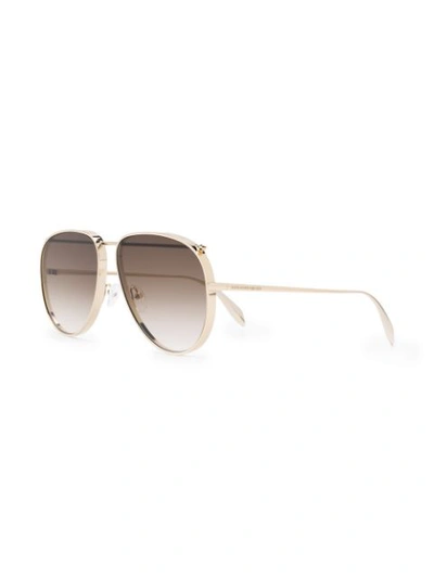 Shop Alexander Mcqueen Aviator Sunglasses In Gold