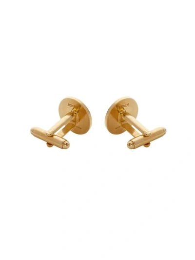 Shop Fendi Ff Embossed Cufflinks In Gold