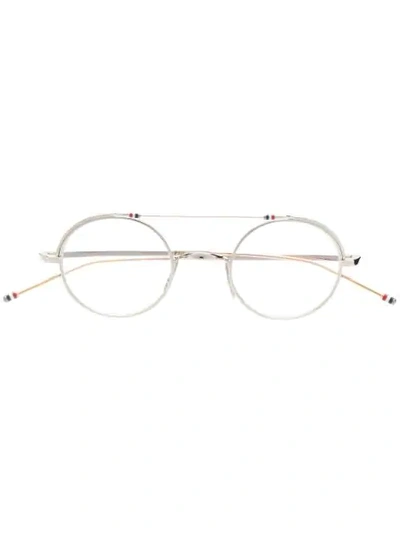 Shop Thom Browne Round Frame Glasses In Silver