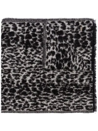 Shop Saint Laurent Leopard Print Scarf In Black