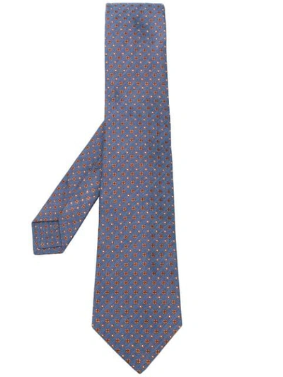 Shop Kiton Pattern Embroidered Tie - Blue