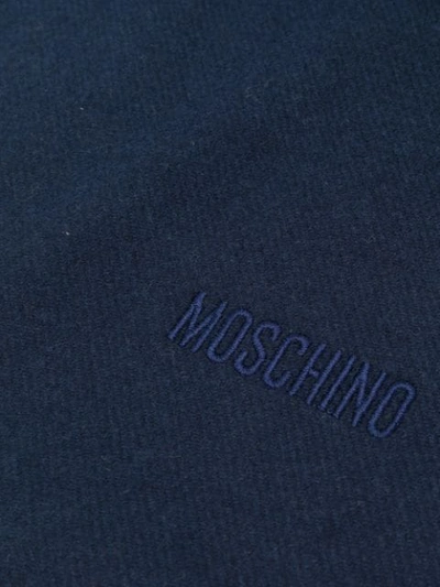 Moschino Merino Wool Fringed Scarf In Blue
