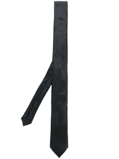 Shop Saint Laurent Woven Stitching Jacquard Tie In Black