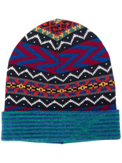 Shop Missoni Patterned Hat In Blue