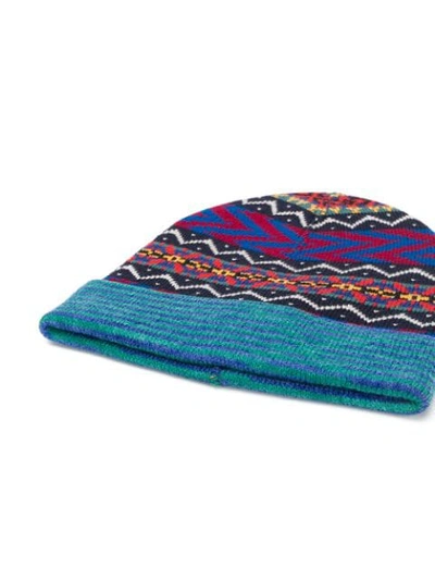 Shop Missoni Patterned Hat In Blue