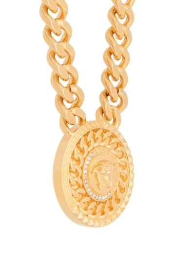 Shop Versace Medusa Medallion Chain Necklace In Gold