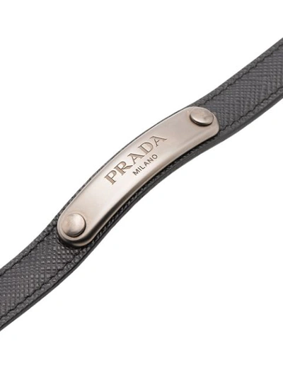 Shop Prada Tag Bracelet In Black