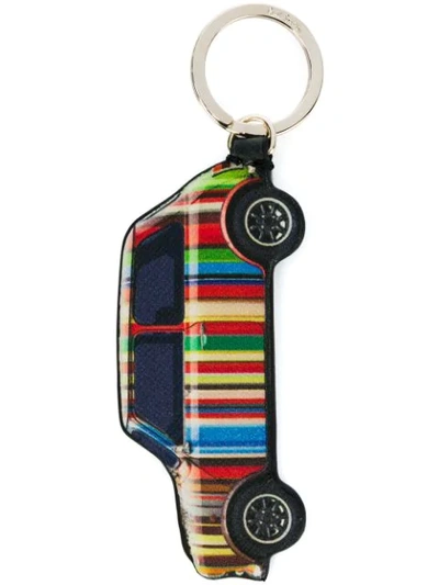 Shop Paul Smith Stripe Mini Keyring In Multicolour