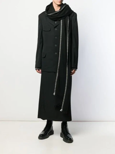 Shop Yohji Yamamoto Geometric Trim Scarf In Black