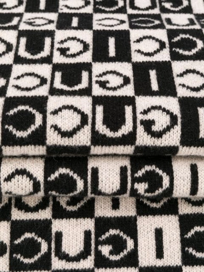Shop Gucci Checkerboard Logo Scarf In Black