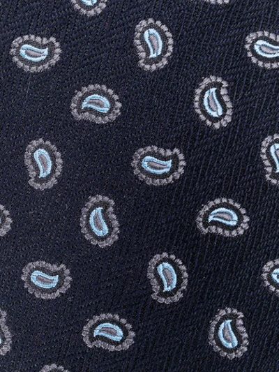 Shop Etro Micro-paisley Embroidery Tie - Blue