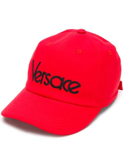 Shop Versace Font Logo Cap - Red