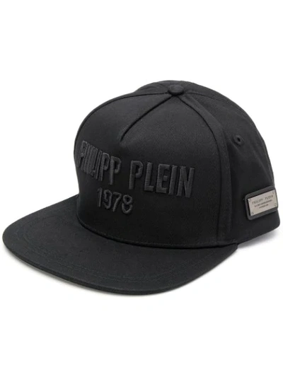 Shop Philipp Plein Graphic Flat Baseball Cap - Black