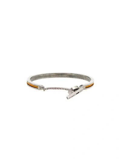 Shop M Cohen Beaded Stripe Bangle Bracelet In Silver