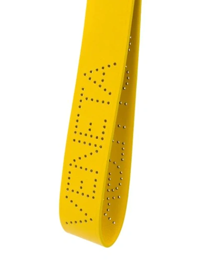Shop Bottega Veneta Perforated Logo Keyring In Yellow