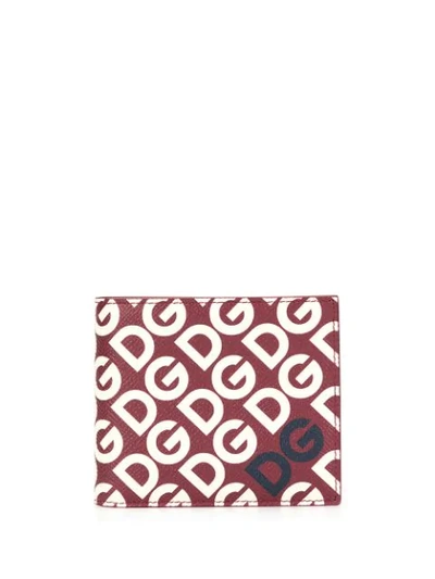 Shop Dolce & Gabbana Printed Dg Logo Wallet In Red