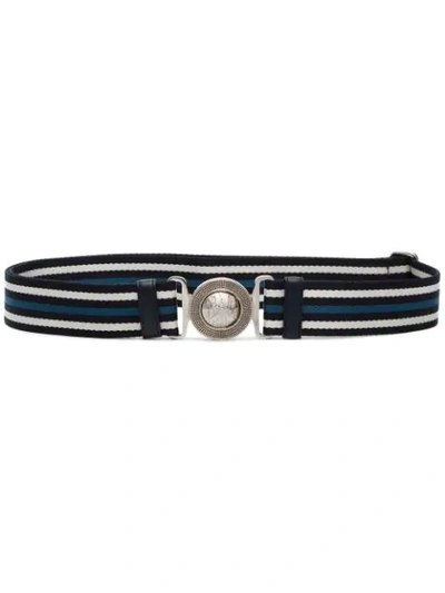 Shop Prada Logo Buckle Belt In Blue ,white
