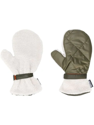 Shop Moschino Fleece-lined Gloves In Green ,neutral